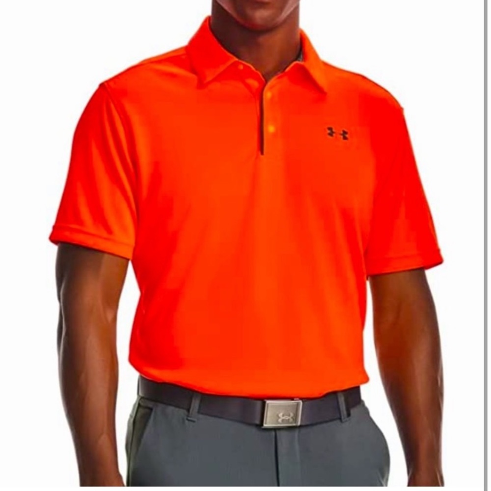 Orange Under Armour Men’s Tech Golf Polo NWT